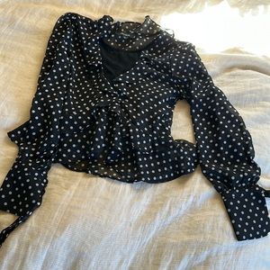 Polka dot dress shirt - soo flattering